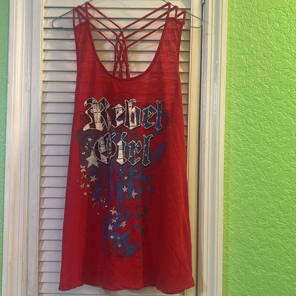 Rocker Girl Women’s “Rebel Girl” Red Tank Top XL
